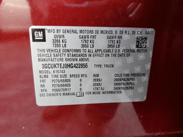 Aukcja sprzedaży 2017 Chevrolet Silverado, vin: 3GCUKTEJ0HG422856, numer aukcji: 93692305