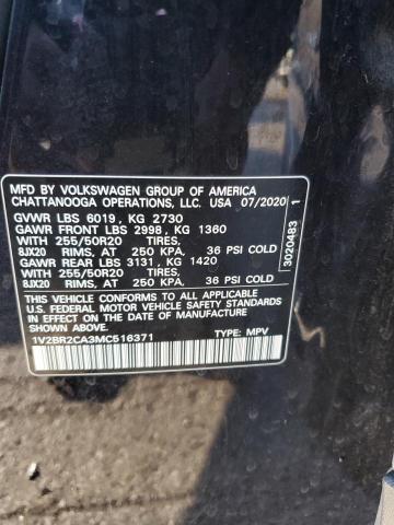 Aukcja sprzedaży 2021 Volkswagen Atlas, vin: 1V2BR2CA3MC516371, numer aukcji: 93304515