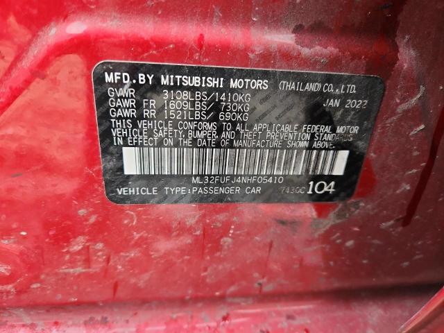 Продаж на аукціоні авто 2022 Mitsubishi Mirage, vin: ML32FUFJ4NHF05410, номер лоту: 91016555