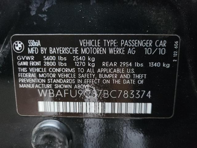 93068615 :رقم المزاد ، WBAFU9C57BC783374 vin ، 2011 Bmw 550 Xi مزاد بيع