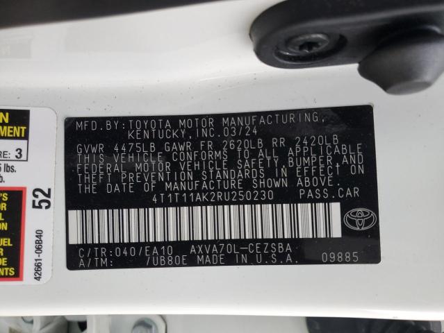 91876335 :رقم المزاد ، 4T1T11AK2RU250230 vin ، 2024 Toyota Camry مزاد بيع