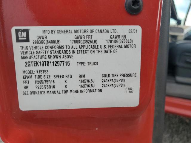 Aukcja sprzedaży 2001 Gmc New Sierra, vin: 2GTEK19T011297716, numer aukcji: 87288265