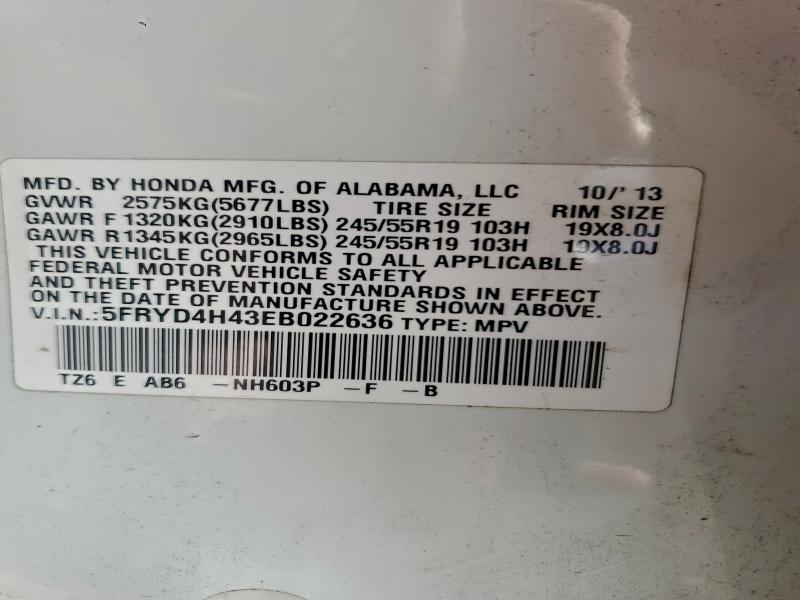 93780885 :رقم المزاد ، 5FRYD4H43EB022636 vin ، 2014 Acura Mdx مزاد بيع