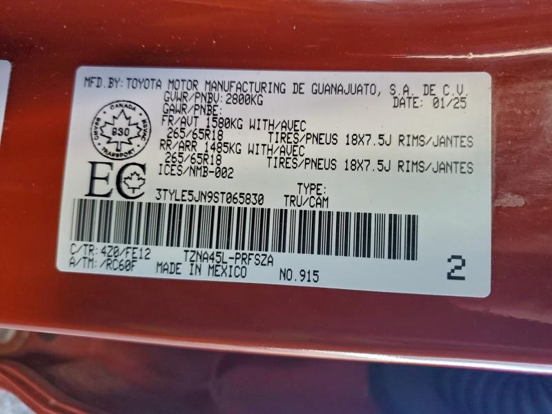 2025 Toyota Tacoma Dou მანქანა იყიდება აუქციონზე, vin: 3TYLE5JN9ST065830, აუქციონის ნომერი: 94758495