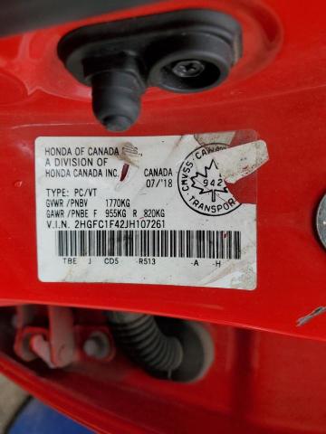 Продаж на аукціоні авто 2018 Honda Civic, vin: 2HGFC1F42JH107261, номер лоту: 91570695
