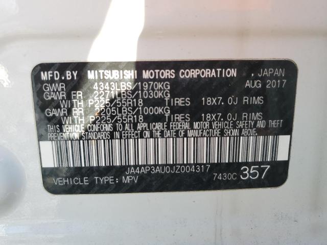 Aukcja sprzedaży 2018 Mitsubishi Outlander, vin: JA4AP3AU0JZ004317, numer aukcji: 91098095