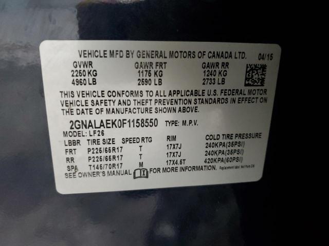 Aukcja sprzedaży 2015 Chevrolet Equinox, vin: 2GNALAEK0F1158550, numer aukcji: 92672785