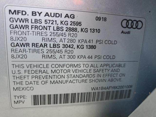 Продаж на аукціоні авто 2019 Audi Sq5, vin: WA1B4AFY6K2001008, номер лоту: 86162895