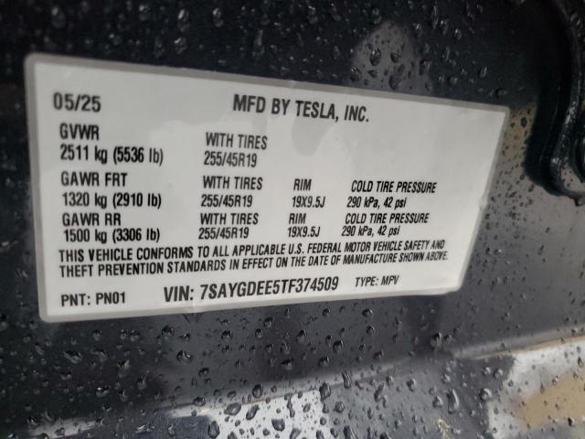 93523055 :رقم المزاد ، 7SAYGDEE5TF374509 vin ، 2026 Tesla Model Y مزاد بيع