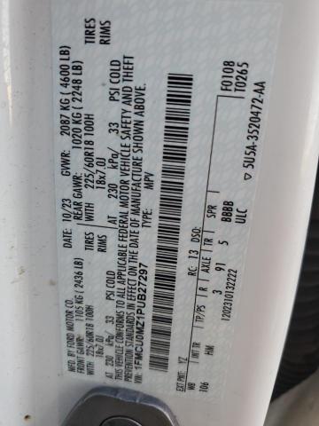 92631155 :رقم المزاد ، 1FMCU0MZ1PUB27297 vin ، 2023 Ford Escape مزاد بيع