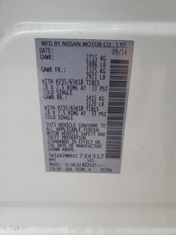Продажа на аукционе авто 2014 Nissan Pathfinder, vin: 5N1AR2MMXEC734312, номер лота: 91360855