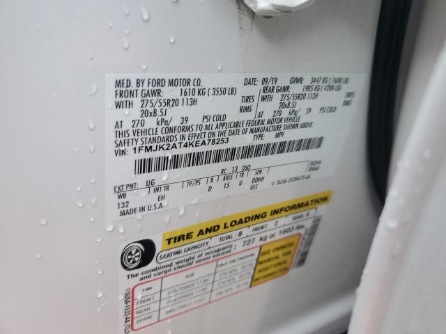 90362135 :رقم المزاد ، 1FMJK2AT4KEA78253 vin ، 2019 Ford Expedition مزاد بيع