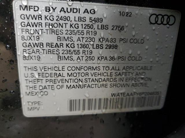 2023 Audi Q5 მანქანა იყიდება აუქციონზე, vin: WA1EAAFY6P2046351, აუქციონის ნომერი: 91563715