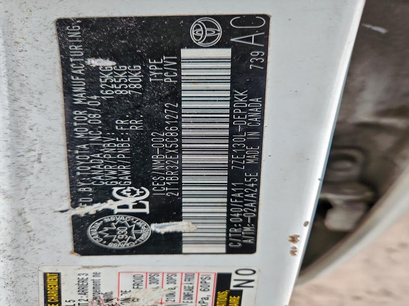 94352535 :رقم المزاد ، 2T1BR32EX5C861272 vin ، 2005 Toyota Corolla مزاد بيع