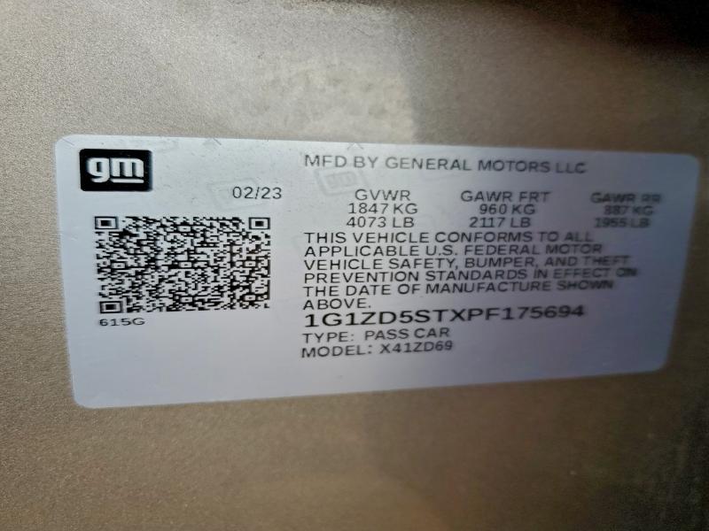 Aukcja sprzedaży 2023 Chevrolet Malibu Lt, vin: 1G1ZD5STXPF175694, numer aukcji: 94180485