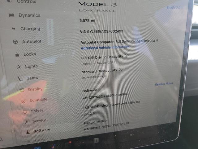 Aukcja sprzedaży 2025 Tesla Model 3, vin: 5YJ3E1EAXSF002493, numer aukcji: 93288135