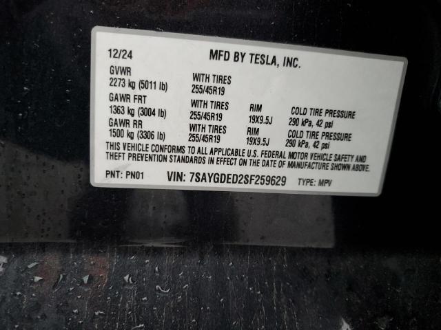 Продажа на аукционе авто 2025 Tesla Model Y, vin: 7SAYGDED2SF259629, номер лота: 91860345
