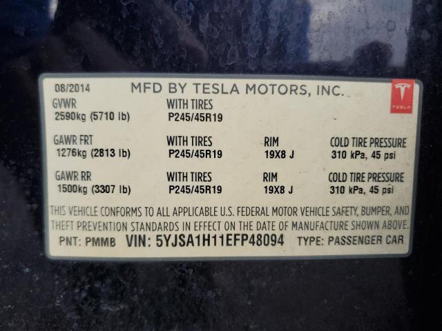 Продаж на аукціоні авто 2014 Tesla Model S, vin: 5YJSA1H11EFP48094, номер лоту: 91314715