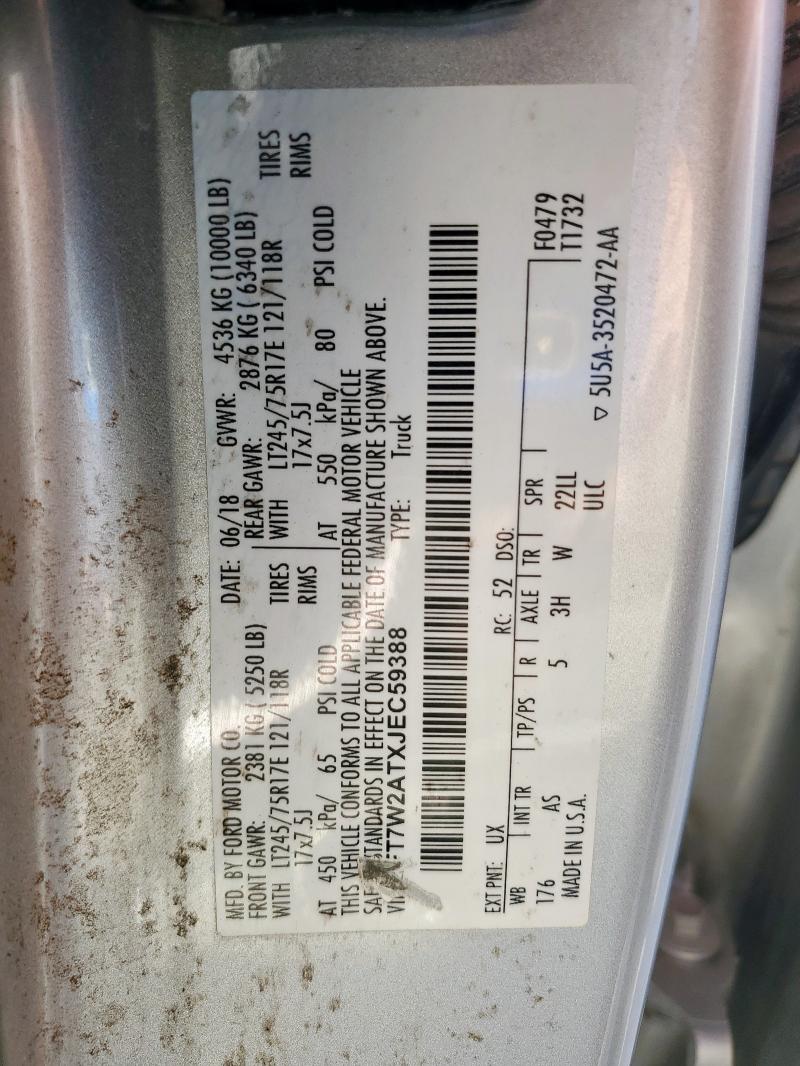92236105 :رقم المزاد ، 1FT7W2ATXJEC59388 vin ، 2018 Ford F250 مزاد بيع