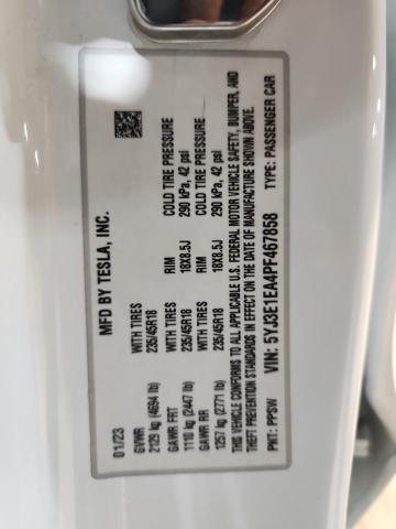 2023 Tesla Model 3 მანქანა იყიდება აუქციონზე, vin: 5YJ3E1EA4PF467858, აუქციონის ნომერი: 93122805