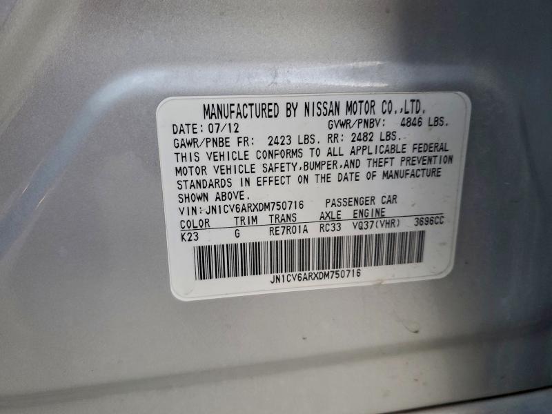 Продажа на аукционе авто 2013 Infiniti G37, vin: JN1CV6ARXDM750716, номер лота: 94392465