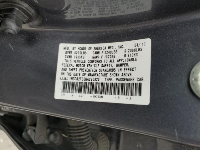 93297785 :رقم المزاد ، 1HGCR2F30HA220925 vin ، 2017 Honda Accord مزاد بيع