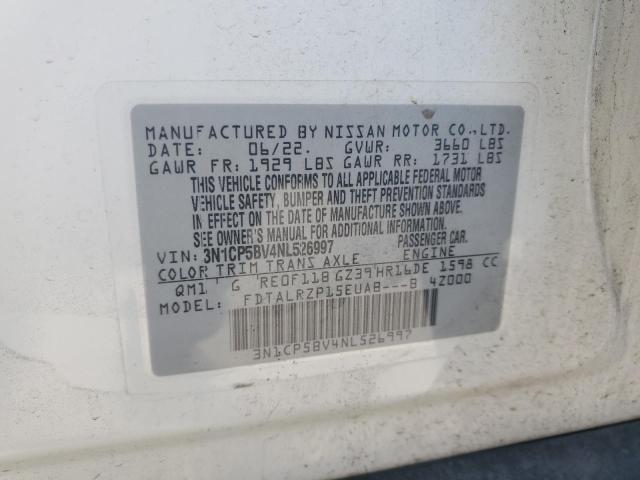 2022 Nissan Kicks მანქანა იყიდება აუქციონზე, vin: 3N1CP5BV4NL526997, აუქციონის ნომერი: 92941815