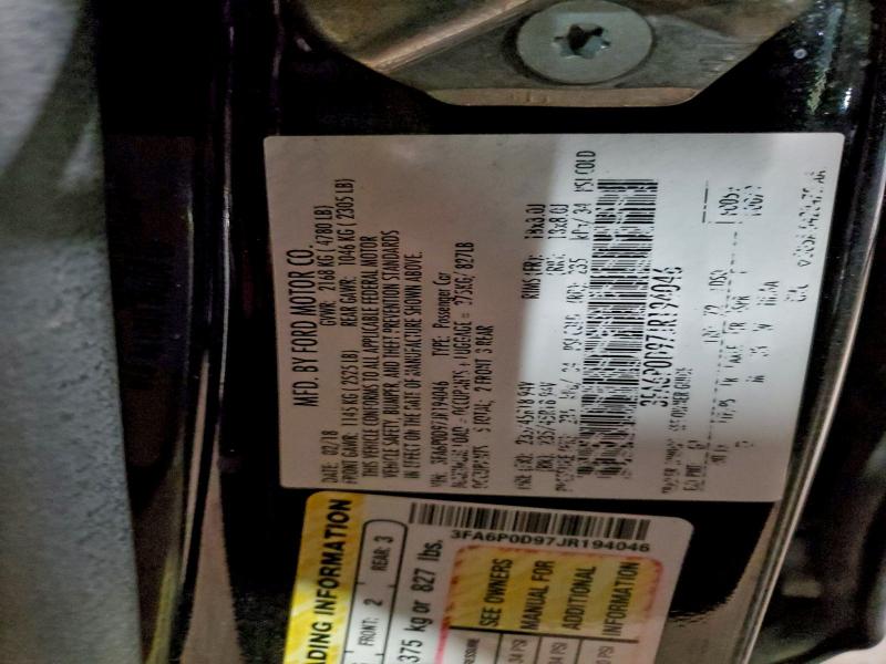 2018 Ford Fusion მანქანა იყიდება აუქციონზე, vin: 3FA6P0D97JR194046, აუქციონის ნომერი: 94296905