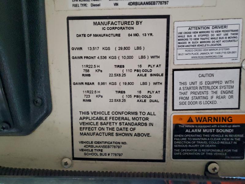 Auction sale of the 2014 Icrp Bus, vin: 4DRBUAAN5EB778797, lot number: 93781435