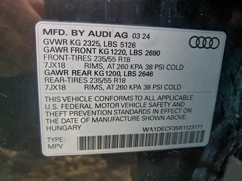 Продажа на аукционе авто 2024 Audi Q3 Premium, vin: WA1DECF35R1123171, номер лота: 94048225
