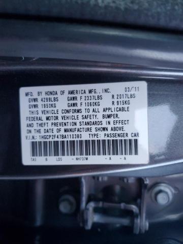 Aukcja sprzedaży 2011 Honda Accord Lxp, vin: 1HGCP2F47BA110380, numer aukcji: 90685205