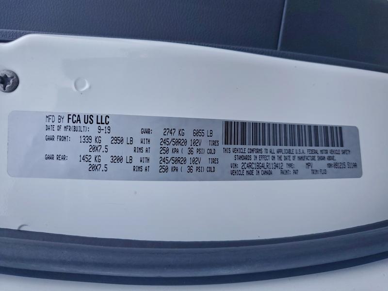 93859105 :رقم المزاد ، 2C4RC1BG4LR113412 vin ، 2020 Chrysler Pacifica مزاد بيع