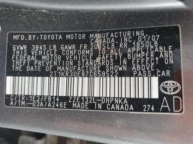Продаж на аукціоні авто 2007 Toyota Corolla Matrix, vin: 2T1KR30E87C659522, номер лоту: 90738325