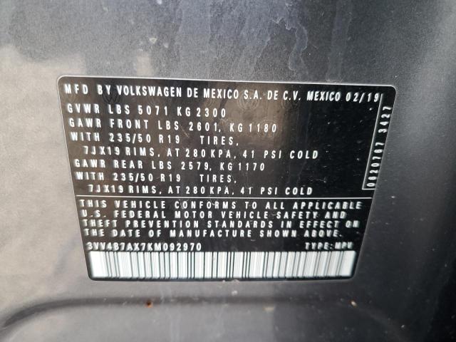 91011535 :رقم المزاد ، 3VV4B7AX7KM092970 vin ، 2019 Volkswagen Tiguan مزاد بيع