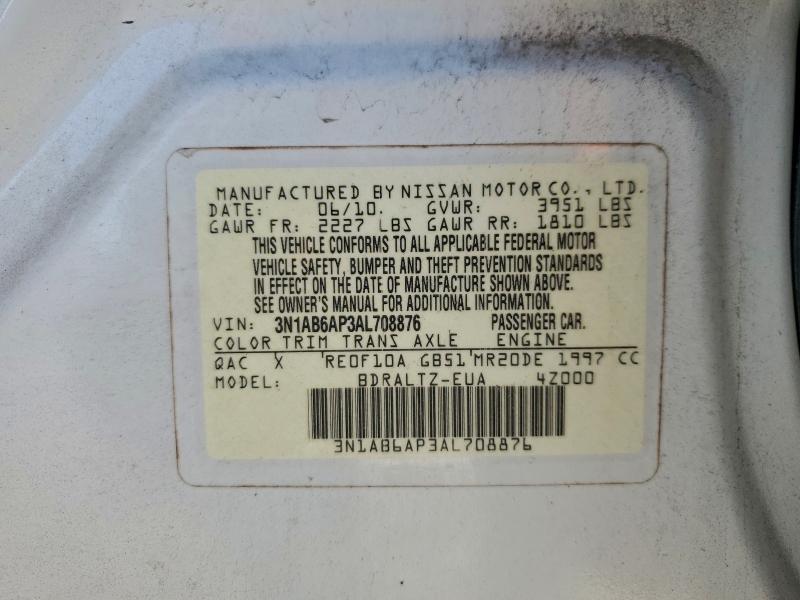 Aukcja sprzedaży 2010 Nissan Sentra, vin: 3N1AB6AP3AL708876, numer aukcji: 94458145