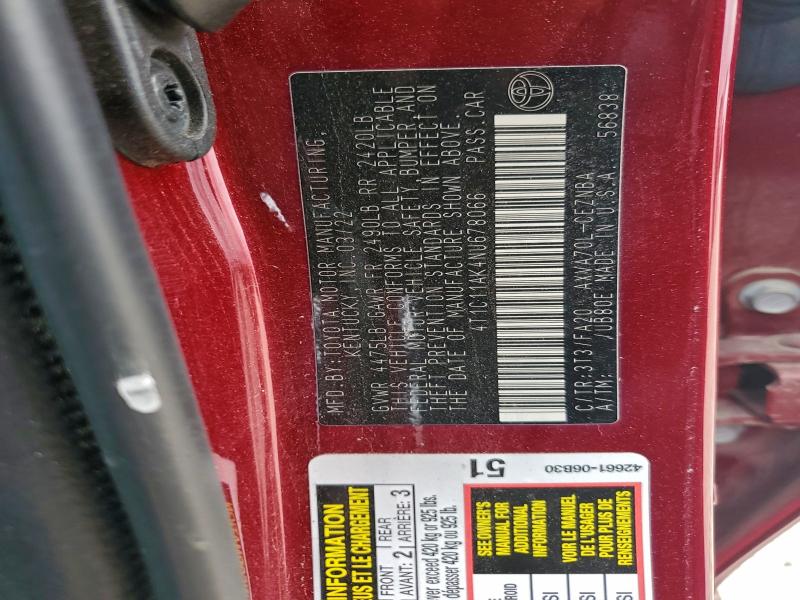 Продаж на аукціоні авто 2022 Toyota Camry, vin: 4T1C11AK4NU678066, номер лоту: 93543175