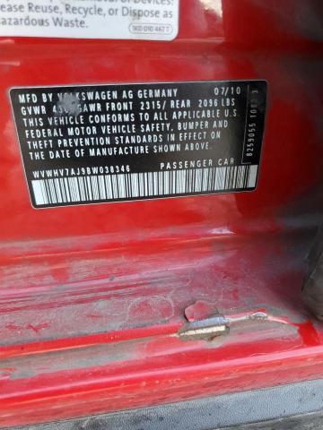 Продаж на аукціоні авто 2011 Volkswagen Gti, vin: WVWHV7AJ9BW038346, номер лоту: 92681705