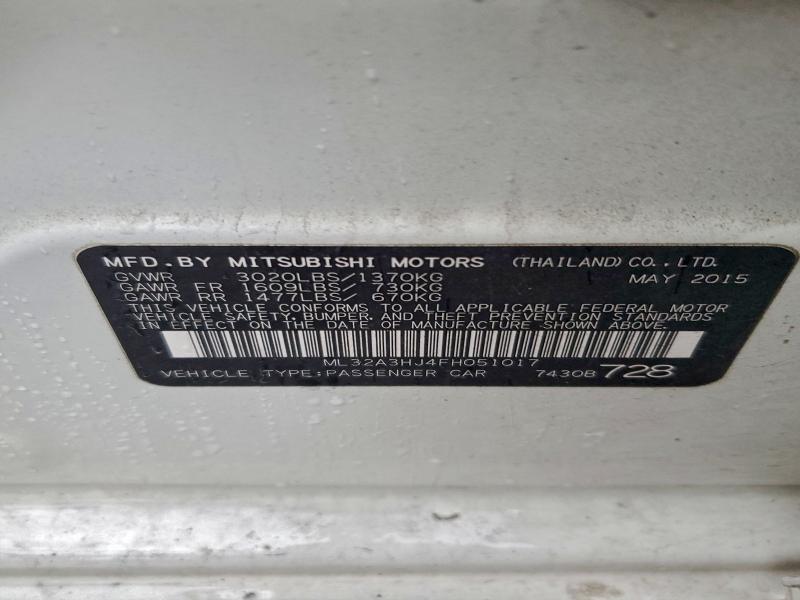 Продаж на аукціоні авто 2015 Mitsubishi Mirage, vin: ML32A3HJ4FH051017, номер лоту: 94035675