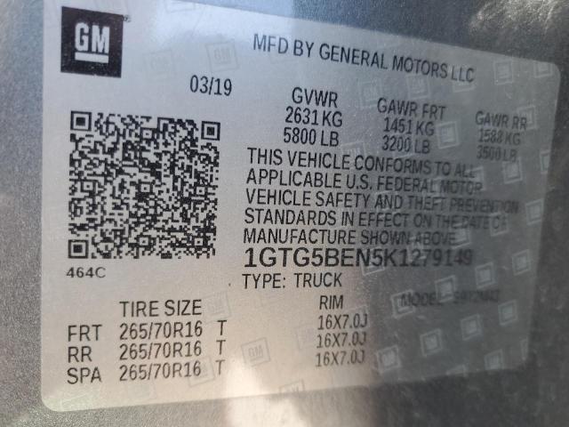 93131825 :رقم المزاد ، 1GTG5BEN5K1279149 vin ، 2019 Gmc Canyon مزاد بيع