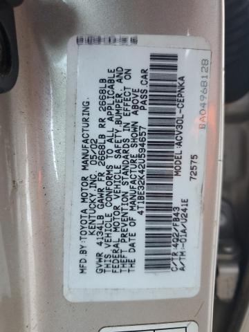 2002 Toyota Camry Le მანქანა იყიდება აუქციონზე, vin: 4T1BE32K42U594657, აუქციონის ნომერი: 91380565
