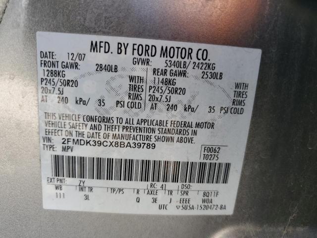 2008 Ford Edge მანქანა იყიდება აუქციონზე, vin: 2FMDK39CX8BA39789, აუქციონის ნომერი: 92533915