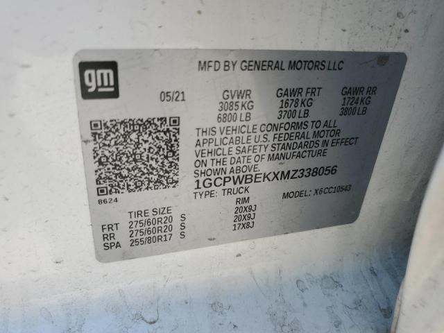 Aukcja sprzedaży 2021 Chevrolet Silverado, vin: 1GCPWBEKXMZ338056, numer aukcji: 91693575
