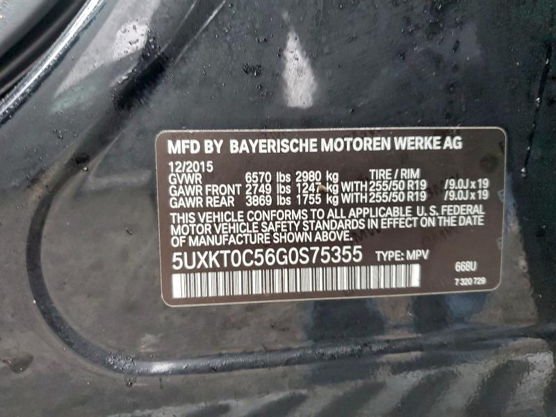 94168645 :رقم المزاد ، 5UXKT0C56G0S75355 vin ، 2016 Bmw X5 Xdr40e مزاد بيع