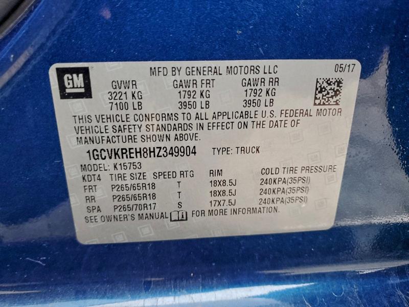 Продажа на аукционе авто 2017 Chevrolet Silverado, vin: 1GCVKREH8HZ349904, номер лота: 93714205