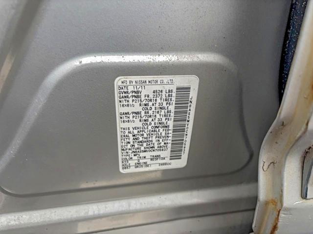 94723405 :رقم المزاد ، JN8AS5MV0CW705937 vin ، 2012 Nissan Rogue S مزاد بيع