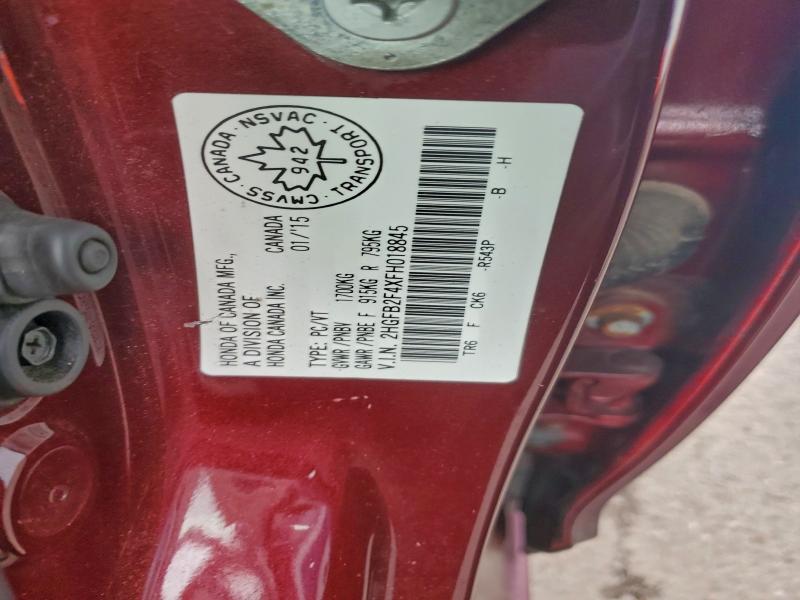 Продажа на аукционе авто 2015 Honda Civic, vin: 2HGFB2F4XFH018845, номер лота: 94037925