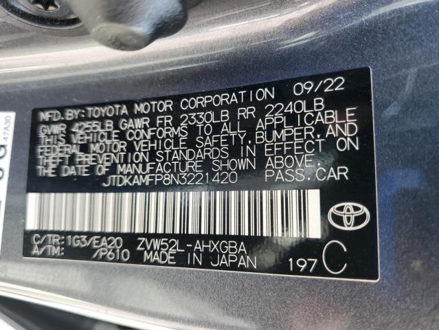 91478765 :رقم المزاد ، JTDKAMFP8N3221420 vin ، 2022 Toyota Prius Prime مزاد بيع