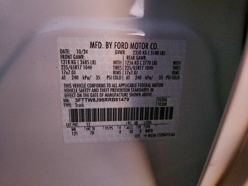 94035205 :رقم المزاد ، 3FTTW8J98RRB81479 vin ، 2024 Ford Maverick مزاد بيع