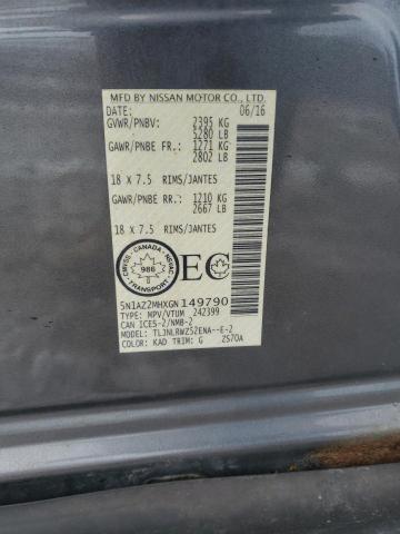 2016 Nissan Murano მანქანა იყიდება აუქციონზე, vin: 5N1AZ2MHXGN149790, აუქციონის ნომერი: 92108935