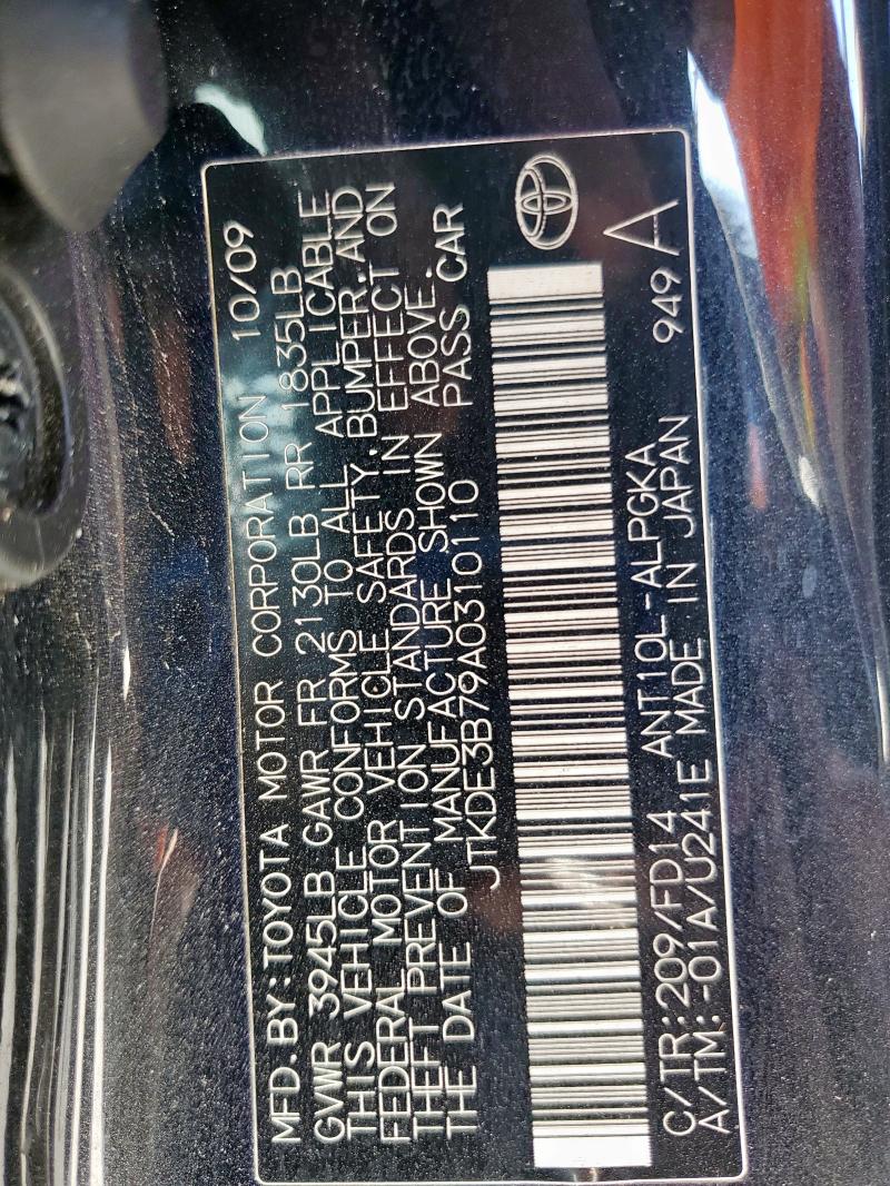 Auction sale of the 2010 Scion Tc, vin: JTKDE3B79A0310110, lot number: 92737055